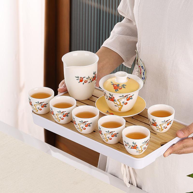 High-end suet jade portable travel tea set household gifts business company corporate annual meeting gifts