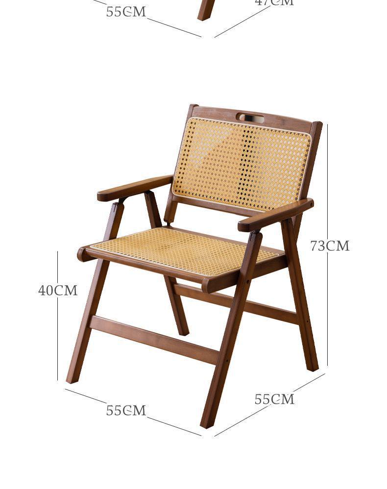 Vintage Style Portable Foldable Rattan Chair with Backrest for Home, Balcony, and Outdoor Leisure