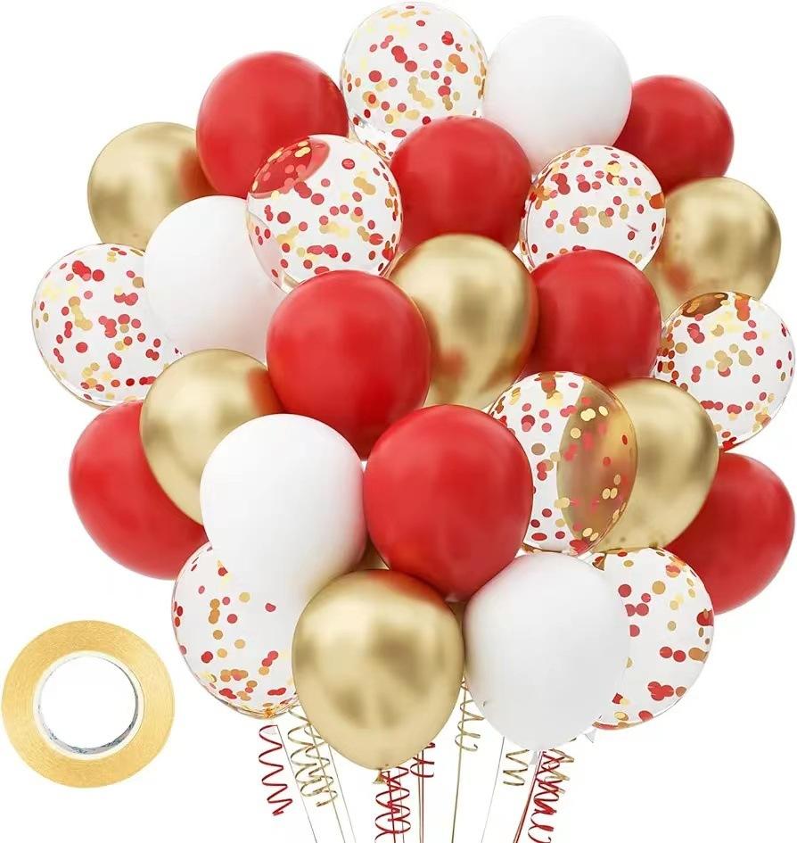 12-Inch Confetti Sequined Balloon Set 60 Birthday And Valentine'S Day Party Decorative Balloons