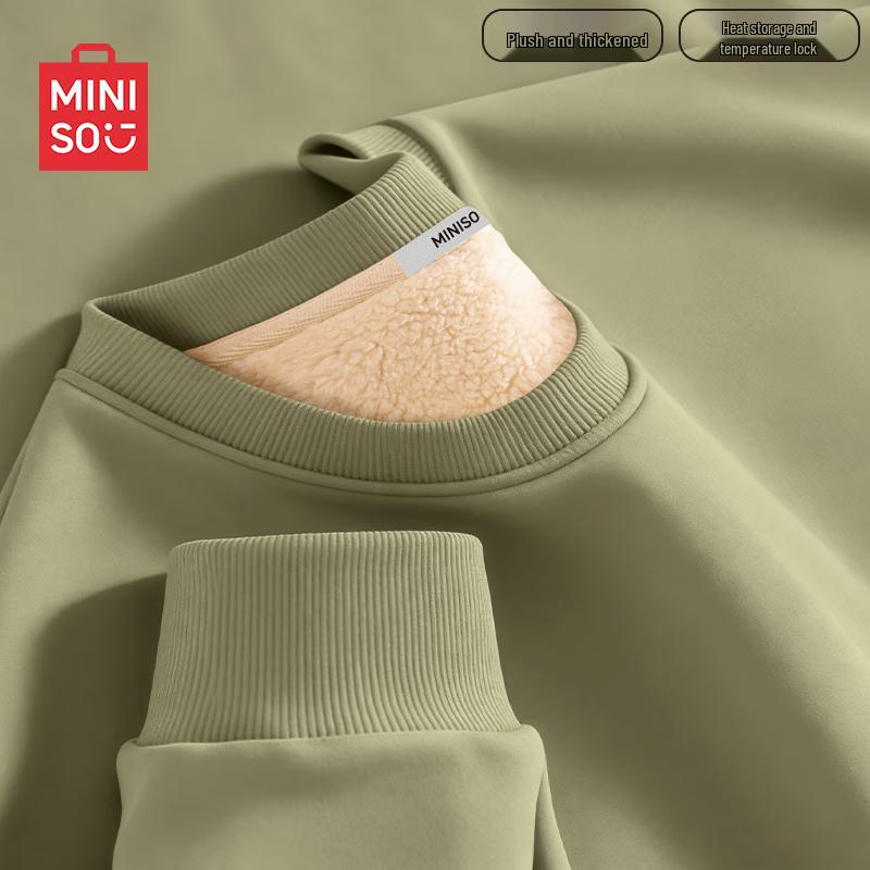 MINISO Men's Fleece Lined Crewneck Sweatshirt