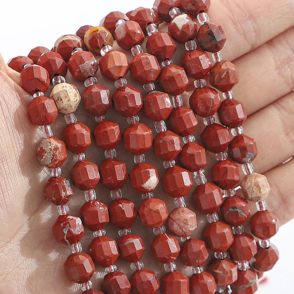 Faceted Natural Stone Spacer Beads, 8/10mm 15” Strand Loose Beads for DIY Jewelry