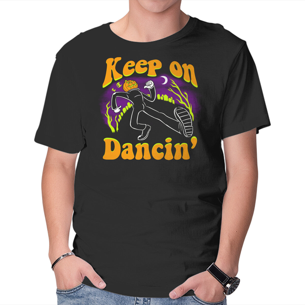 Unisex Crew Neck T-Shirt Keep On Dancin  Graphic Short Sleeve Casual Tee M