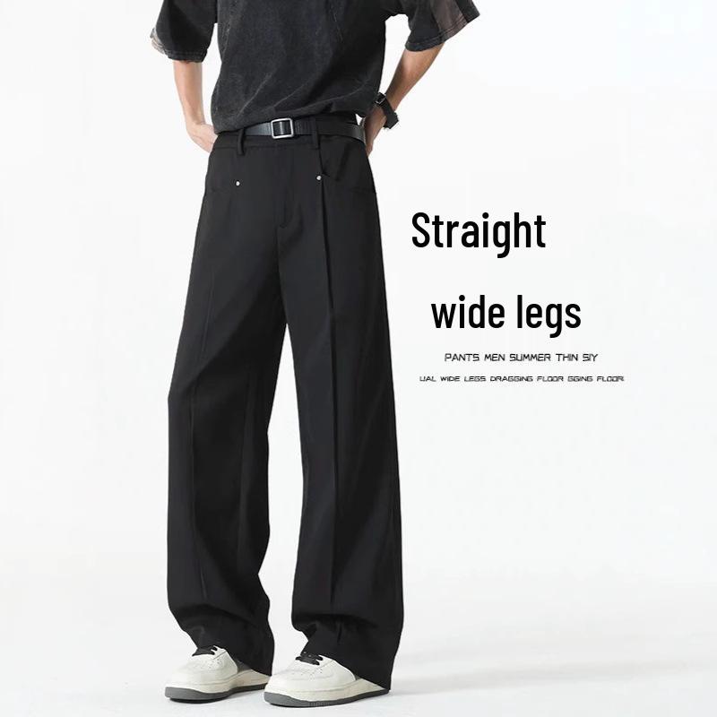 Unisex Retro Wide-Leg Slimming Suit Pants - Straight Cut Casual Trousers