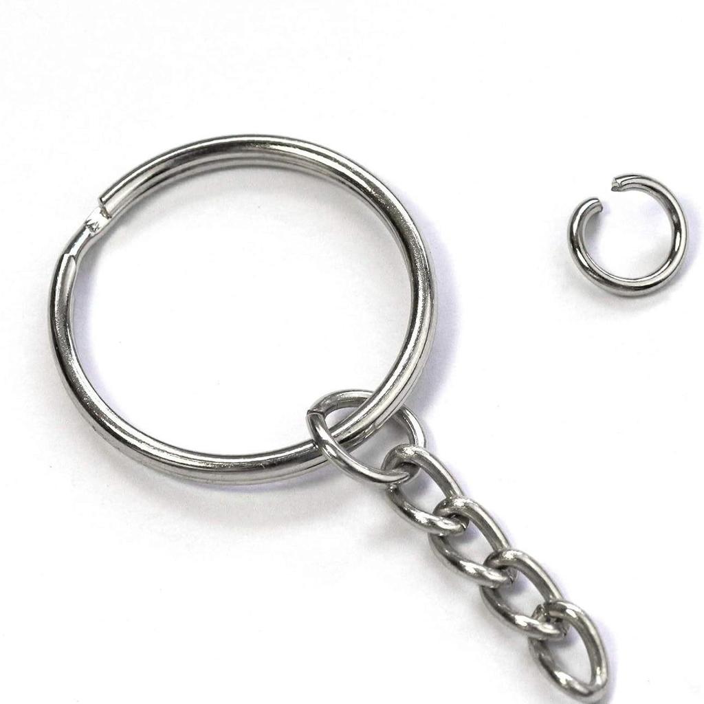 25mm Key Ring with 4-Section Twist Chain, Available In Packs of 50 or 100