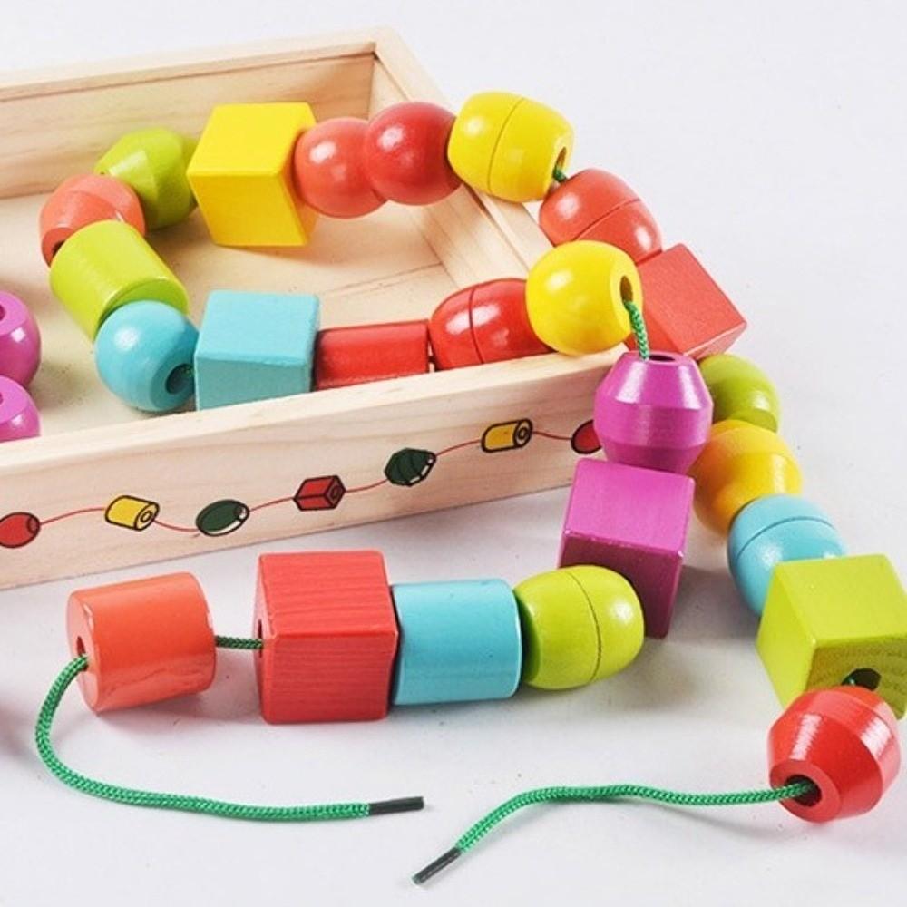 Colorful Wooden Toys Matching Game Colorful Beaded Toy  Preschool Learning