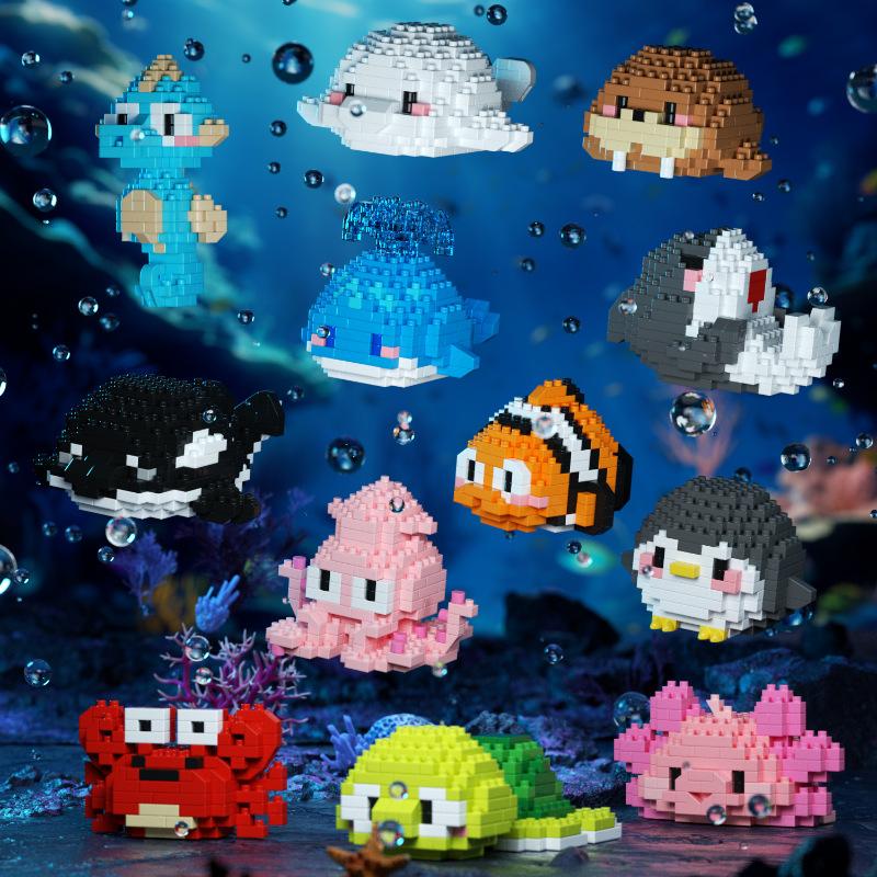 Penguin Sea Animals 3d Constructor Model Building Set Fish Mini Bricks Building Blocks Toy for Children Girls 7 to 10 Year Gifts