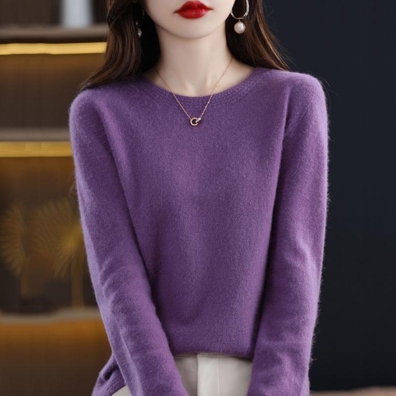 Kashmirtröja för kvinnor Qinghe kashmir 30% kashmir 70% ull Damtröja i höst och vinter i kashmir mjuk och varm