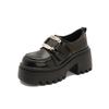 Cowhide Platform Loafers Women's Spring 2025 Velcro Versatile British Style Small Leather Shoes Single Shoes High Heel