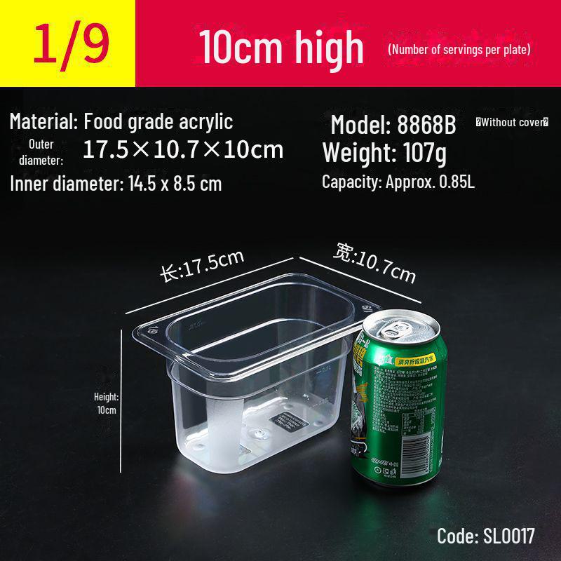 Transparente rechteckige Acryl-Heißtopfschale und Frischhalte-Obst-Auslagebox