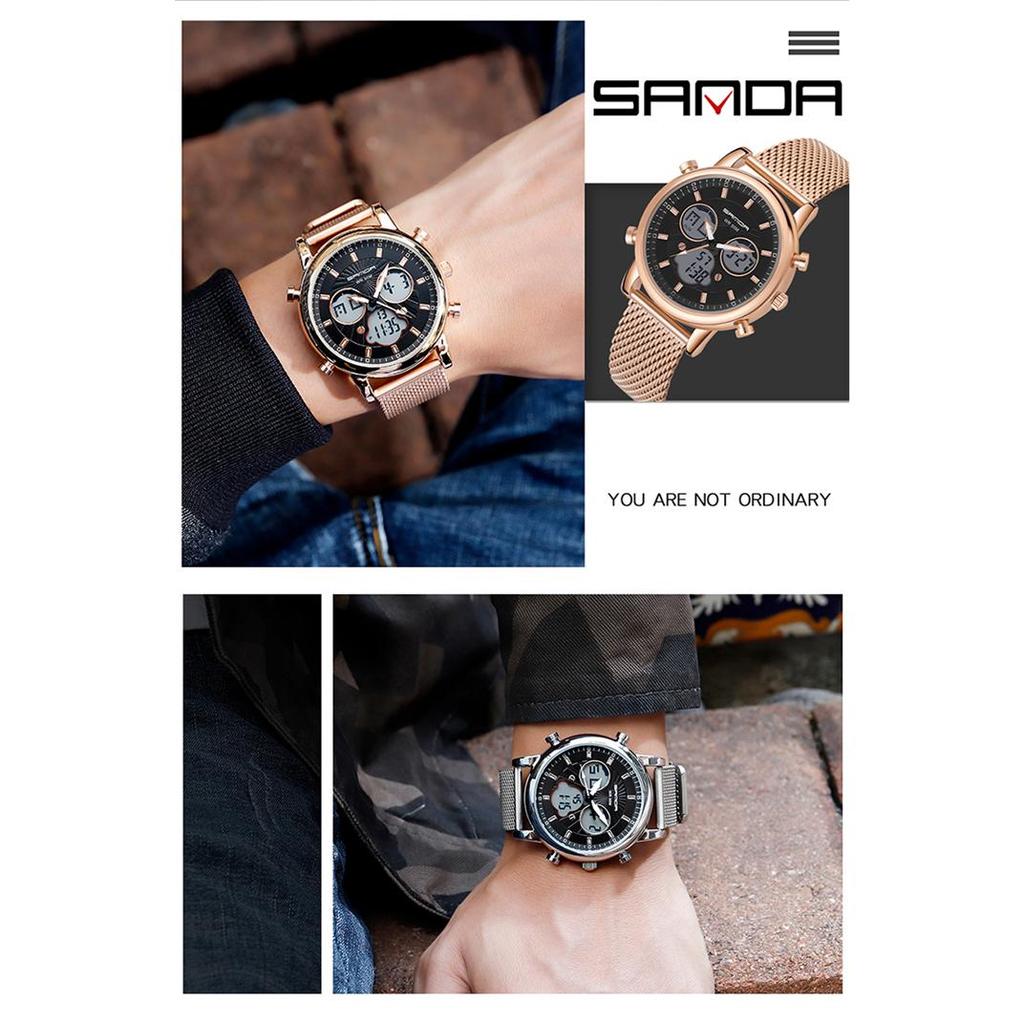 SANDA Simple Trend Watch Male Student Fashion Double Electronic Watch Digital Sports Waterproof Watch