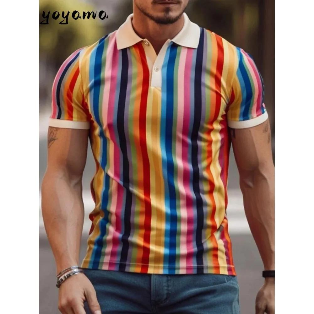 Polo rayé tendance à manches courtes, essentiel de la mode décontractée pour homme
