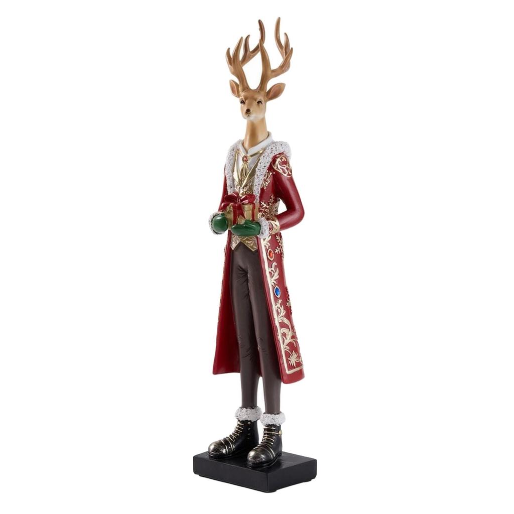 Decorative Figurine Carved Resin Deer with Branching Antlers Ornamental