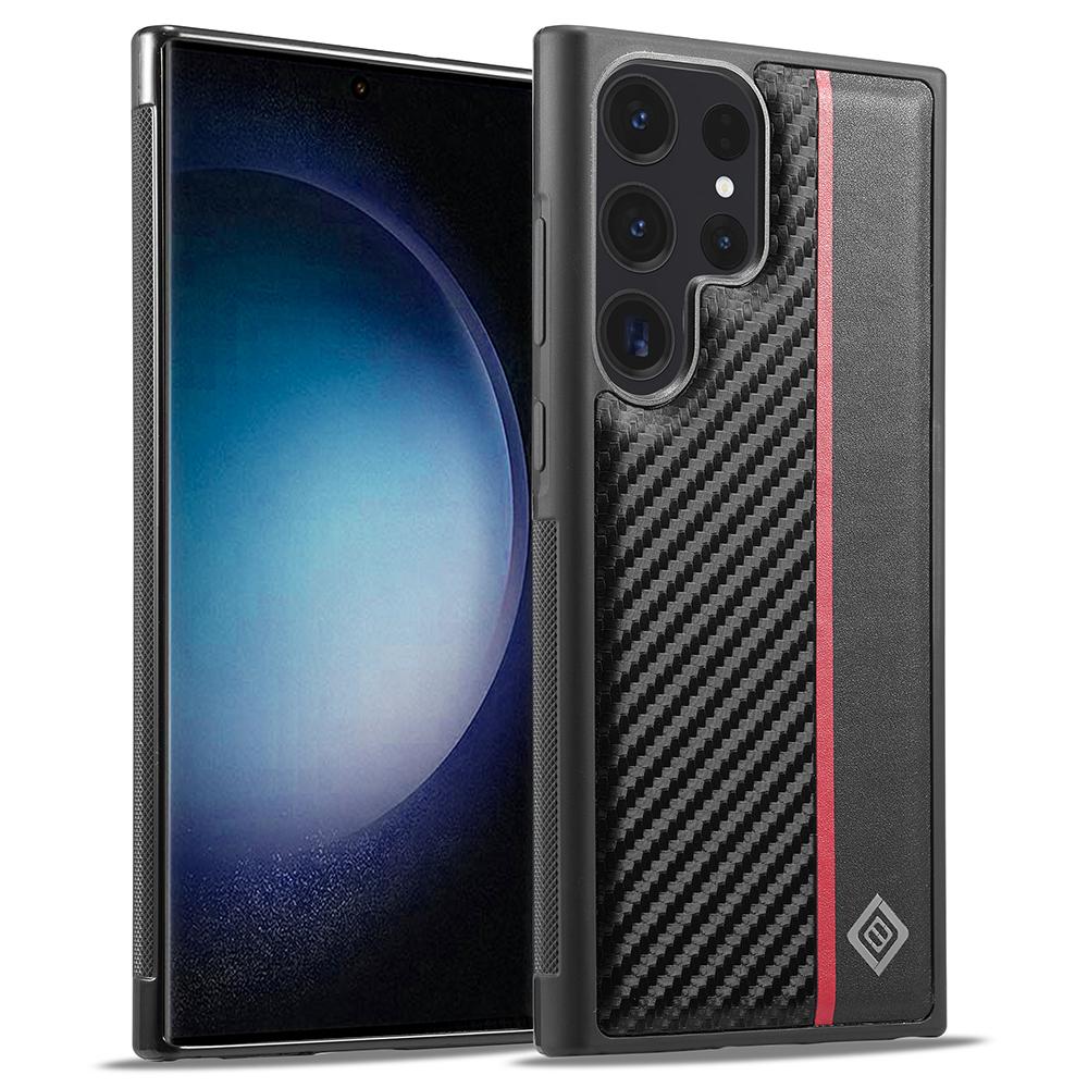 

LC.IMEEKE For Samsung Galaxy S25 Ultra Case Carbon Fiber Texture Leather+TPU+EVA Phone Cover Type A