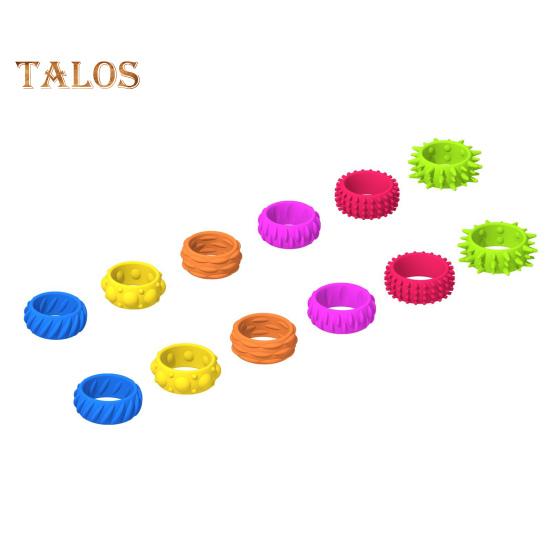 12Pcs/Set Silicone Sensory Ring Toy Stress Relief Textured Circle Fidget Toy Portable Travel Kids Teens Adults Stretchy Calming Colorful Ring Toy