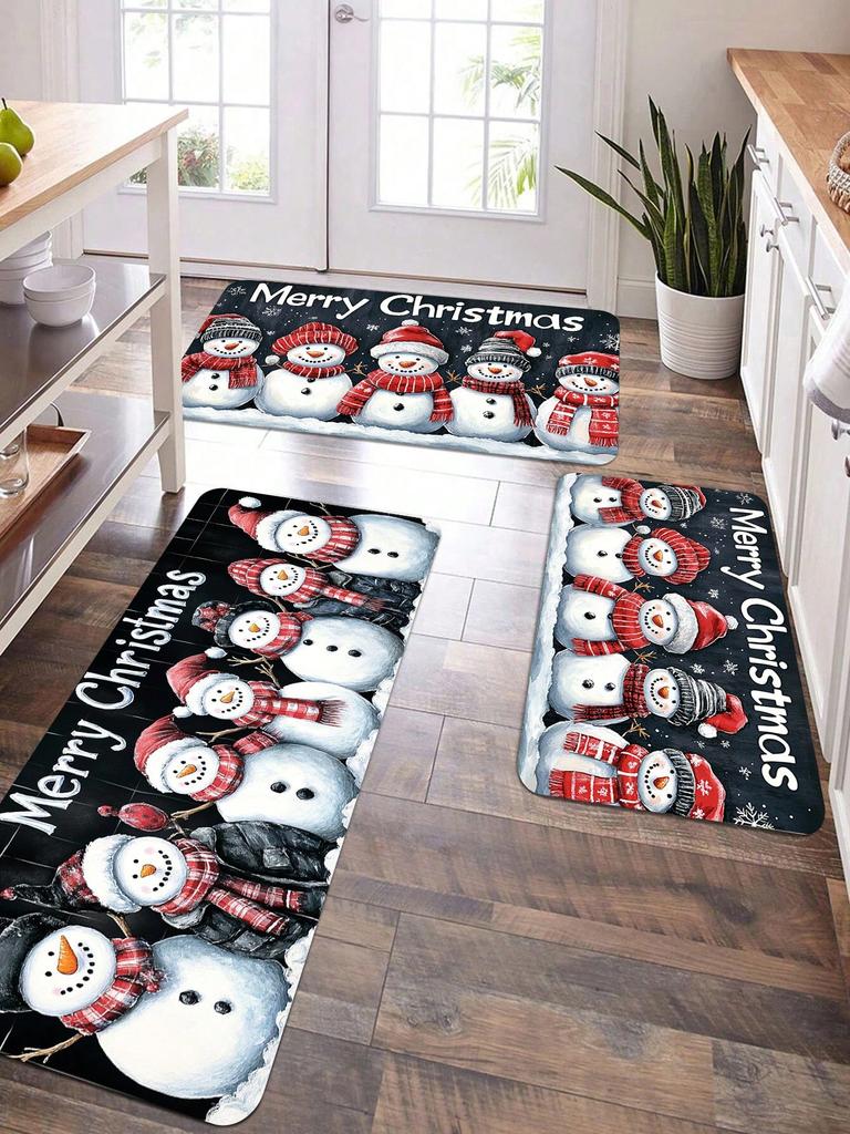 Santa Claus Balloon Printed Kitchen Carpet Non Slip Durable Entrance Mat Suitable for Home Office Laundry Room Quick Drying Mat
