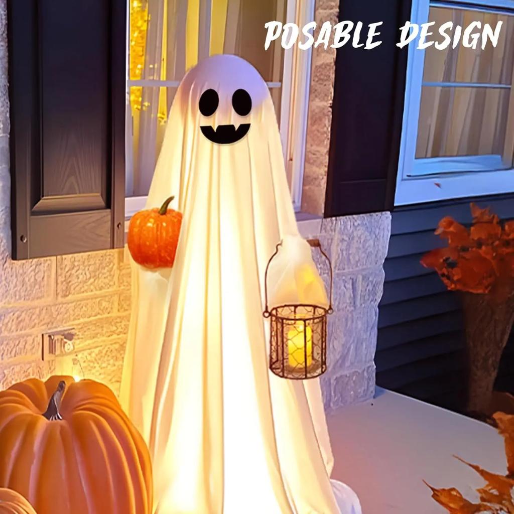 85/165CM Life-Size Scary Standing Ghost Glow-in-the-Dark Outdoor Halloween Decoration for Front Door Garden Haunted House
