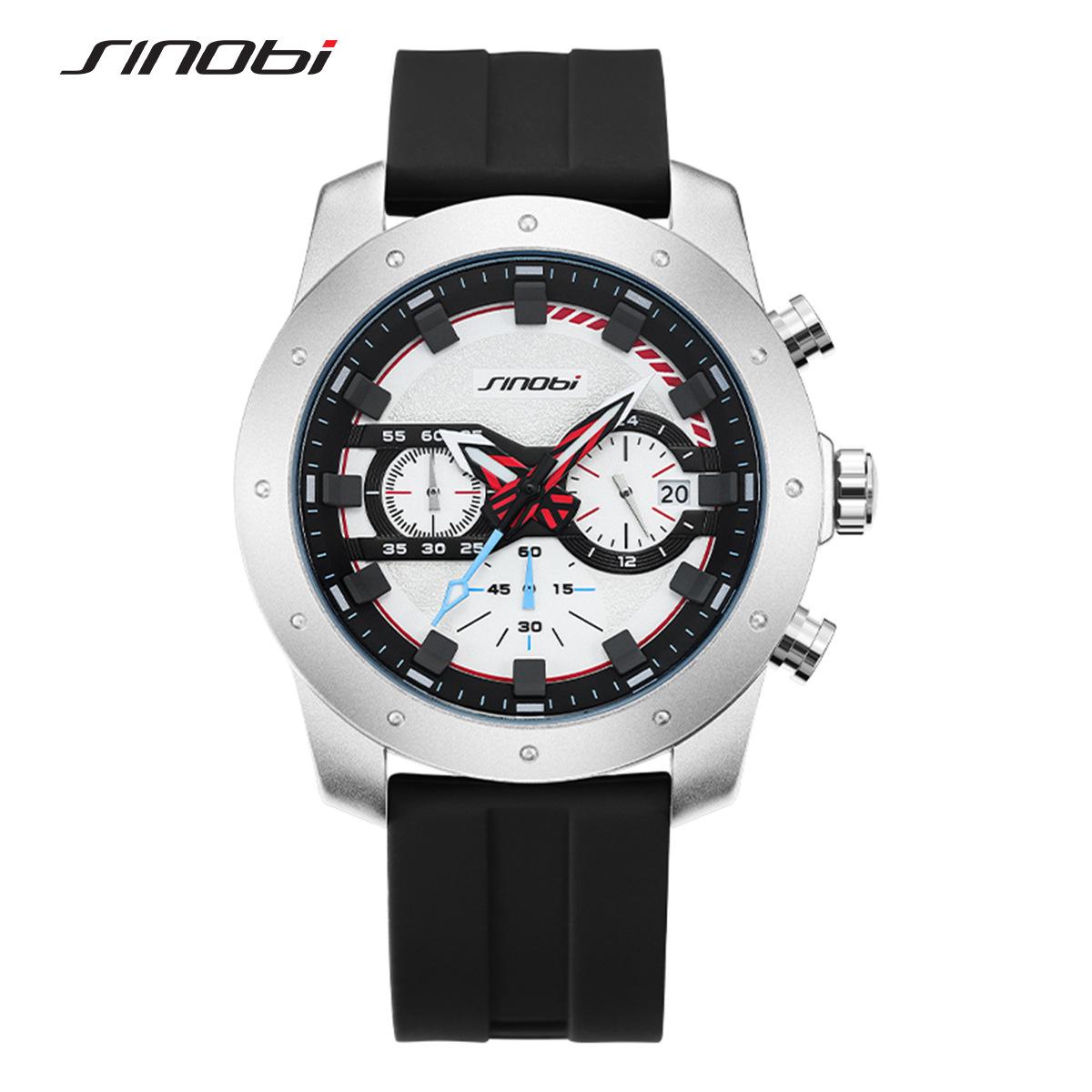 Sinobi Men s Waterproof Quartz Sports Watch with Silicone Strap – Trendy and Multifunctional.