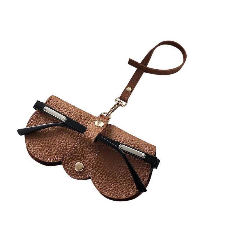 Litchi Embossed Glasses Cover Cute Hanging PU Leather Sunglasses Reading Glasses Storage Bag Portable Travel Eyewear Holder