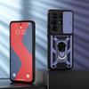 KEYSION Shockproof Armor Case for Itel SUPER 26 Ultra Slide Camera Lens Protection Ring Stand Phone Cover for Itel S26 Ulltra