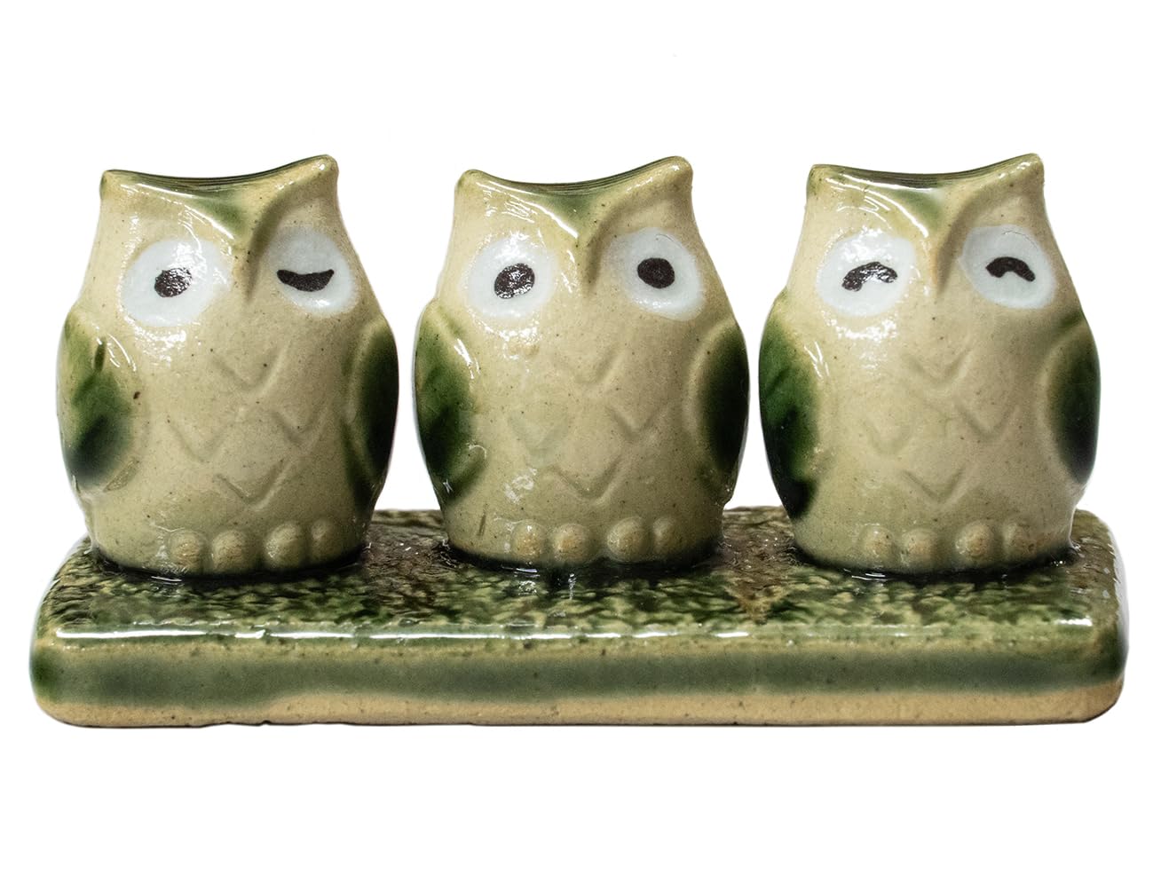 

Kobaido Calligraphy Brush Rest, Small Owl Design, Mino Ware, Cute and Small