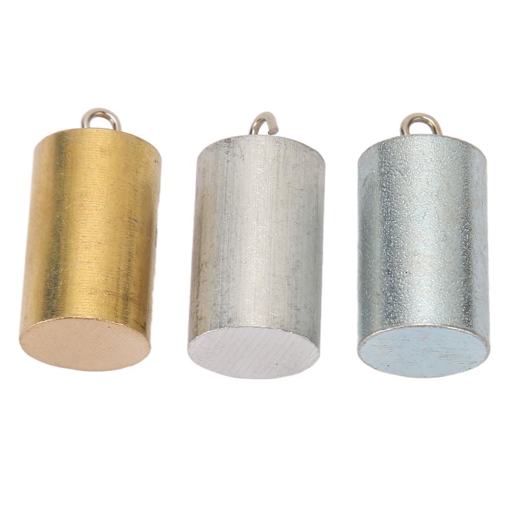 3Pcs Metal Density Blocks Copper Iron Aluminium Cylinder Style Metal Cylinders Set for Density Investigation Experiment
