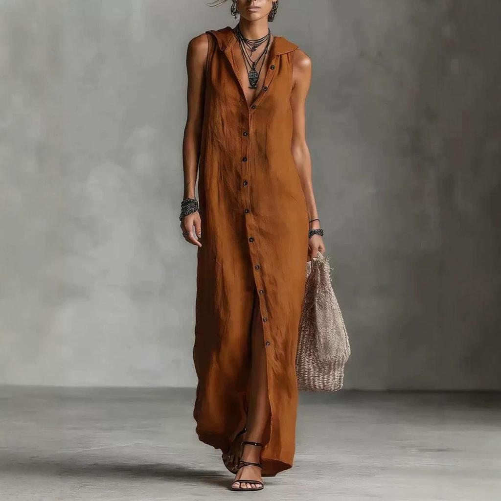 Neues europäisches ärmelloses langes Kleid für Damen - Kollektion 2026