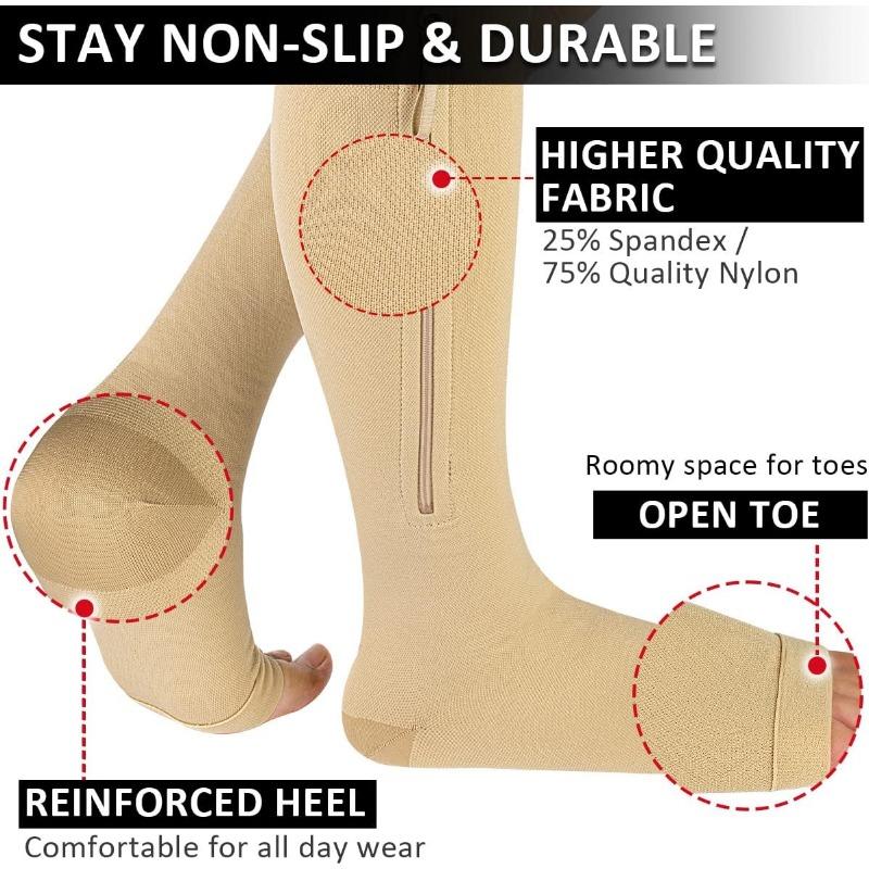 Compression Stockings with ZipperClass Stockings for Men and Women Open Toe Support Stockings for Varicose VeinsEdema RecoveryPregnant