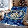 Football Team City FC Pattern Blanket for Home Decoration, Bed, Sofa, Car Travel, Camping, Suitable for All Seasons, Birthday Christmas Gift