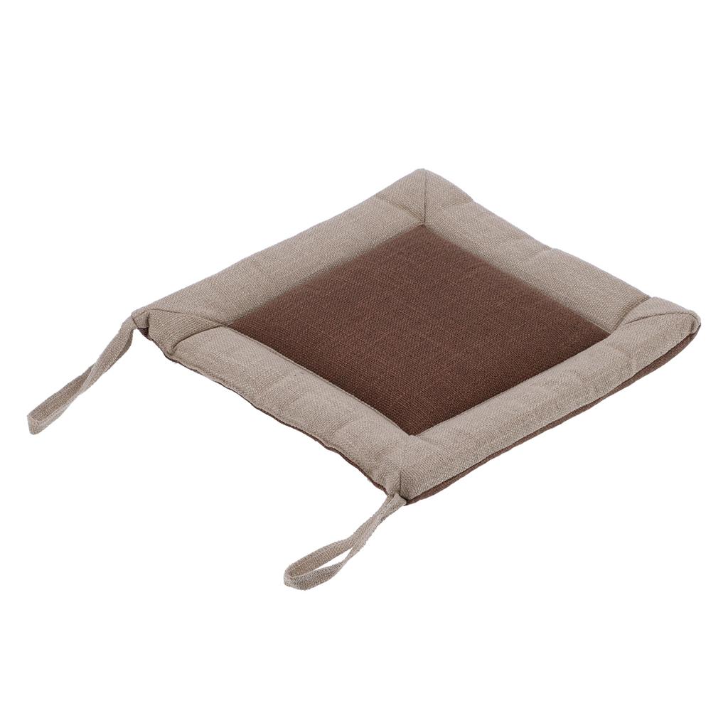 Linen Seat Cushion Coffee Color AntiDeformation MultiLayer Cotton Linen Chair Cushion with Fixable Straps