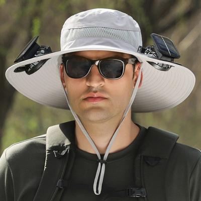 Cross-border Hot: Solar Rechargeable Fan Fisherman Hat, Sun Protection Summer Travel