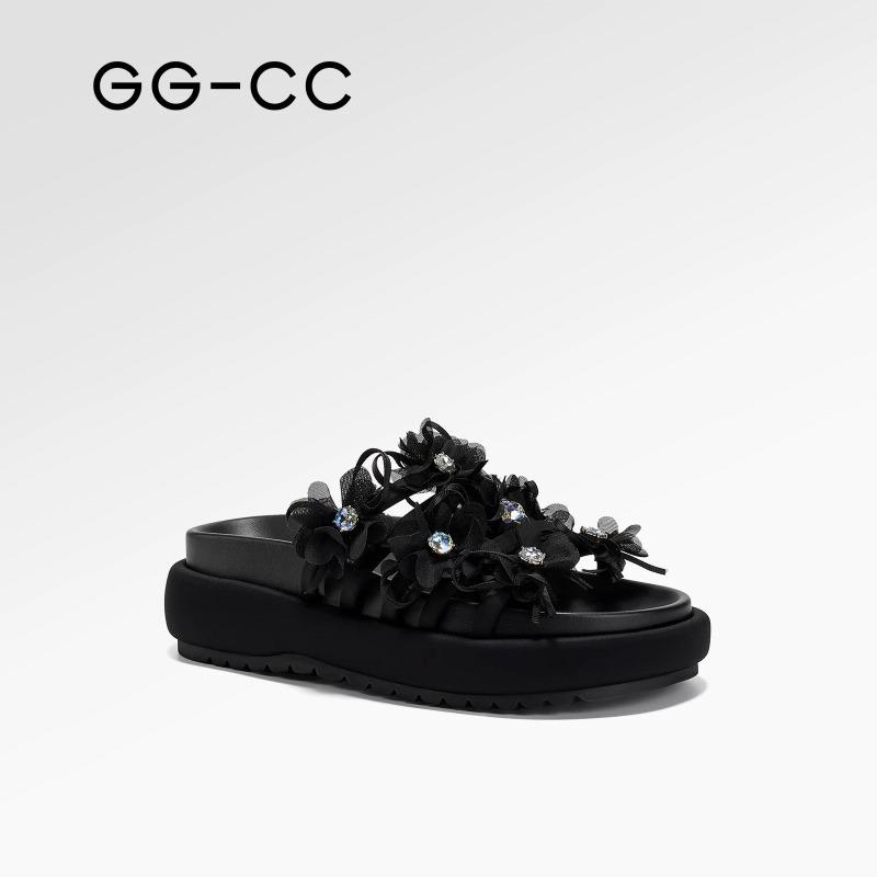 

Летние новые шлепанцы на платформе женские с цветком полушлепанцы 40 чёрный