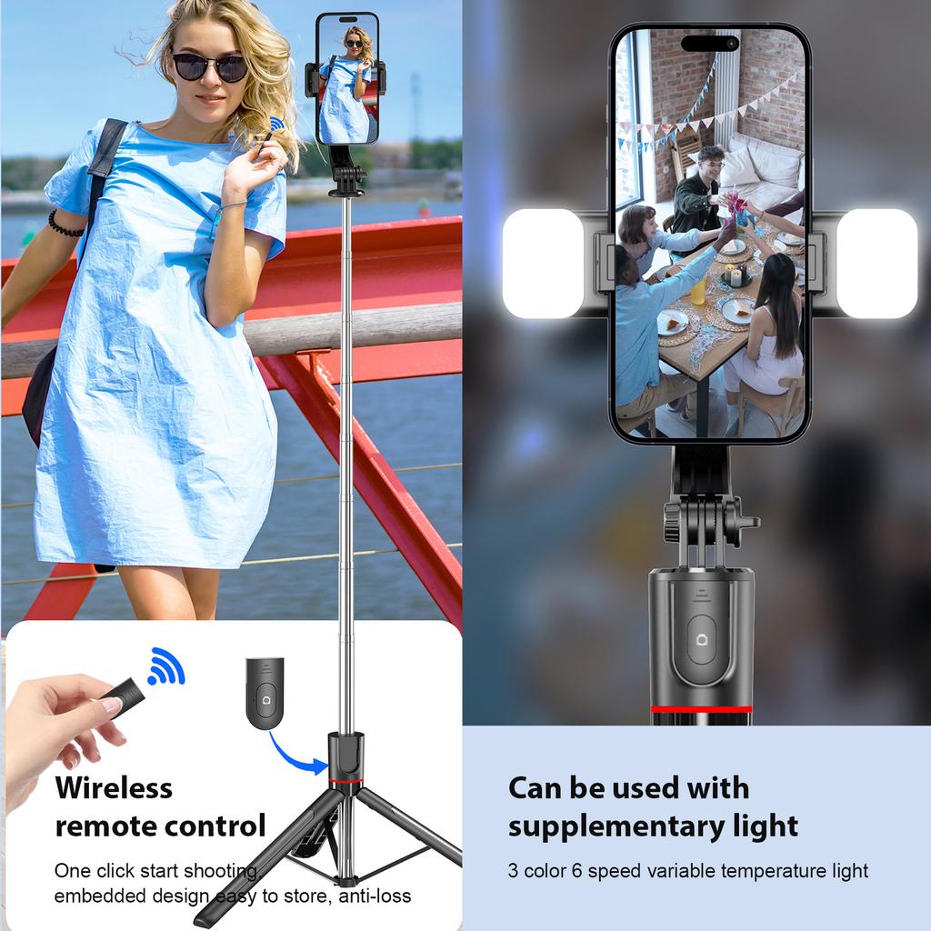 Portable Selfie Stick Tripod 67.6 Inch Extendable Phone Tripod Stand for Video Recording Live Strming Group Photos with Detachable Phone Clip Remote S