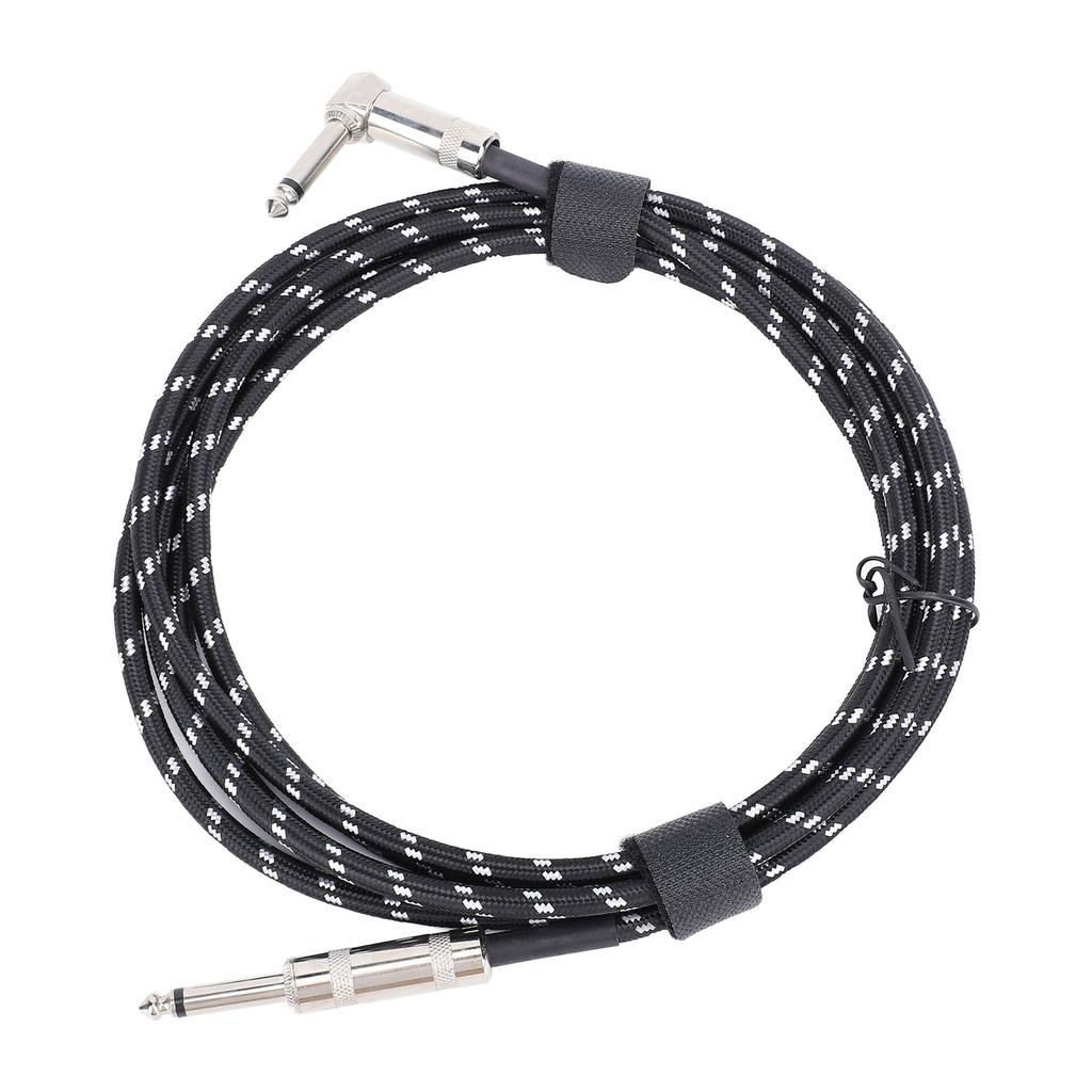 6.5mm Guitar Cable Right Angle To Straight Connector Nylon Braided Noise Reduction Guitar Connection Cord 3 Meters