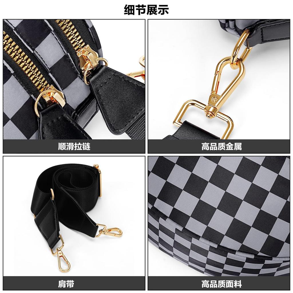ins senior women's new fashion versatile Oxford cloth large capacity shell bag plaid light messenger bag sports