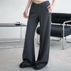 Women's Low-Waist Gray Flared Pants - Spring 2026 Versatile Casual Wide-Leg Long Pants