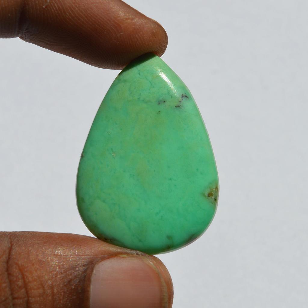 Natural Chrysoprase Gemstone Cabochon - Loose Semi Precious Stone 33 Carats Pear Shape 37x26 Mm, Jewelry Craft Supply