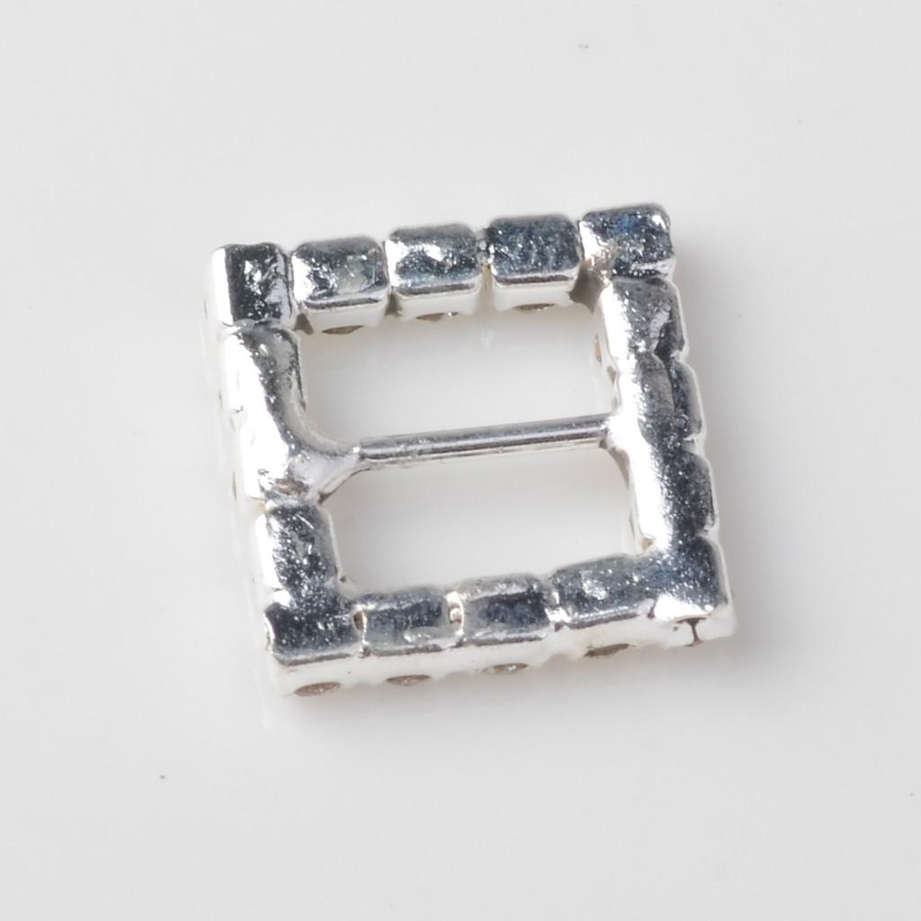 10pcs 14mm Square Shape Alloy Rhinestone Crystal Buckle Ribbon Slider for Wedding Party Invitation
