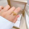 Real Gold Korean Version Super Flash Zircon Pig Nose Coin Ring Opening Adjustable Simple Hand Japanese Ring