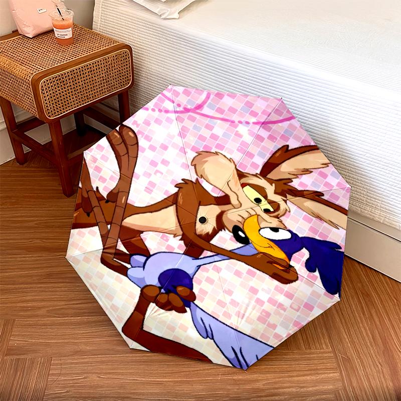 

1pc Looney Tunes pattern Umbrella Portable Folding Umbrella Iron Frame Hole Bone Structure Outdoor Home Umbrella разноцветный