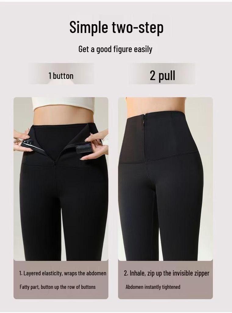 Zipper Button High Waist Tummy Control Shark Skin Pants - Spring/Summer Hip Lifting, Leg Lengthening, Nine-Point Barbie Pants 2026.