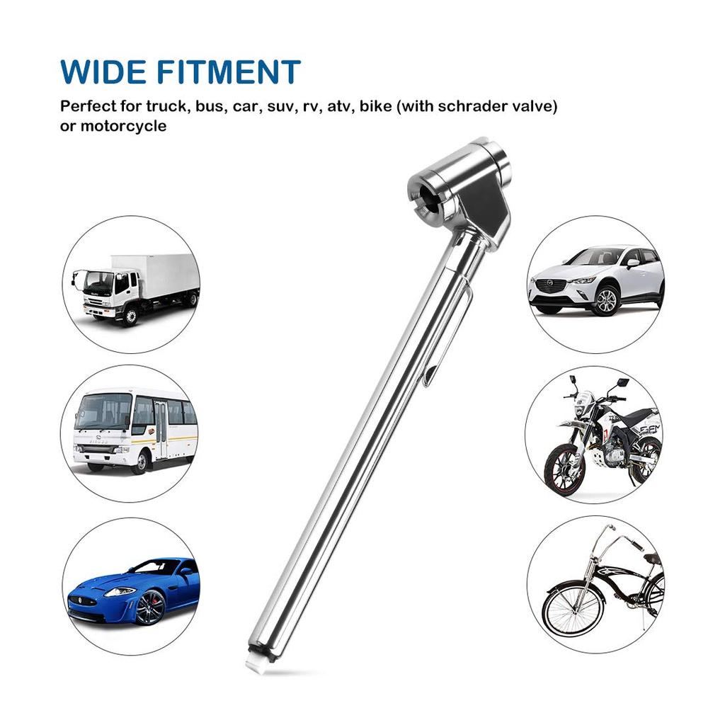 CZC AUTO Pencil Tire Pressure Gauge, Dual Head Trucks Air Gage, Accurate Mechanical Dually Chuck Wheel Service Checker, Stainless Steel Stem For Car