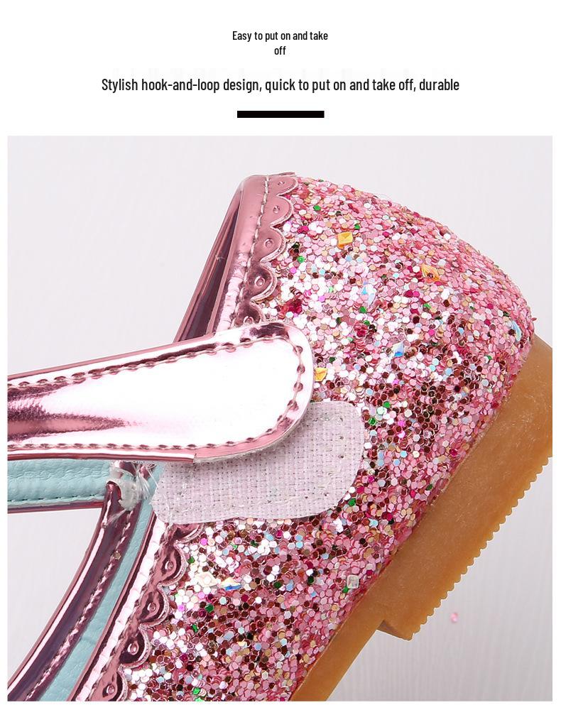 2025 Elsa Princess Crystal Leather Shoes for Girls - Soft Sole Spring/Autumn Performance Shoes