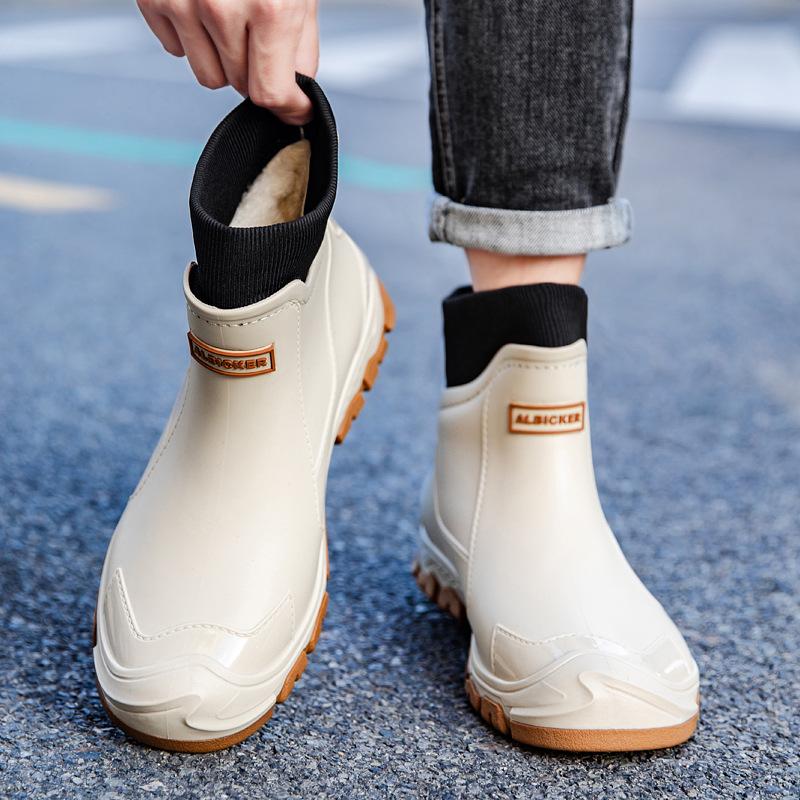 Men's rain shoes fashionable versatile fishing sea shoes thickened wear-resistant comfortable water boots adult four-season rubber shoes