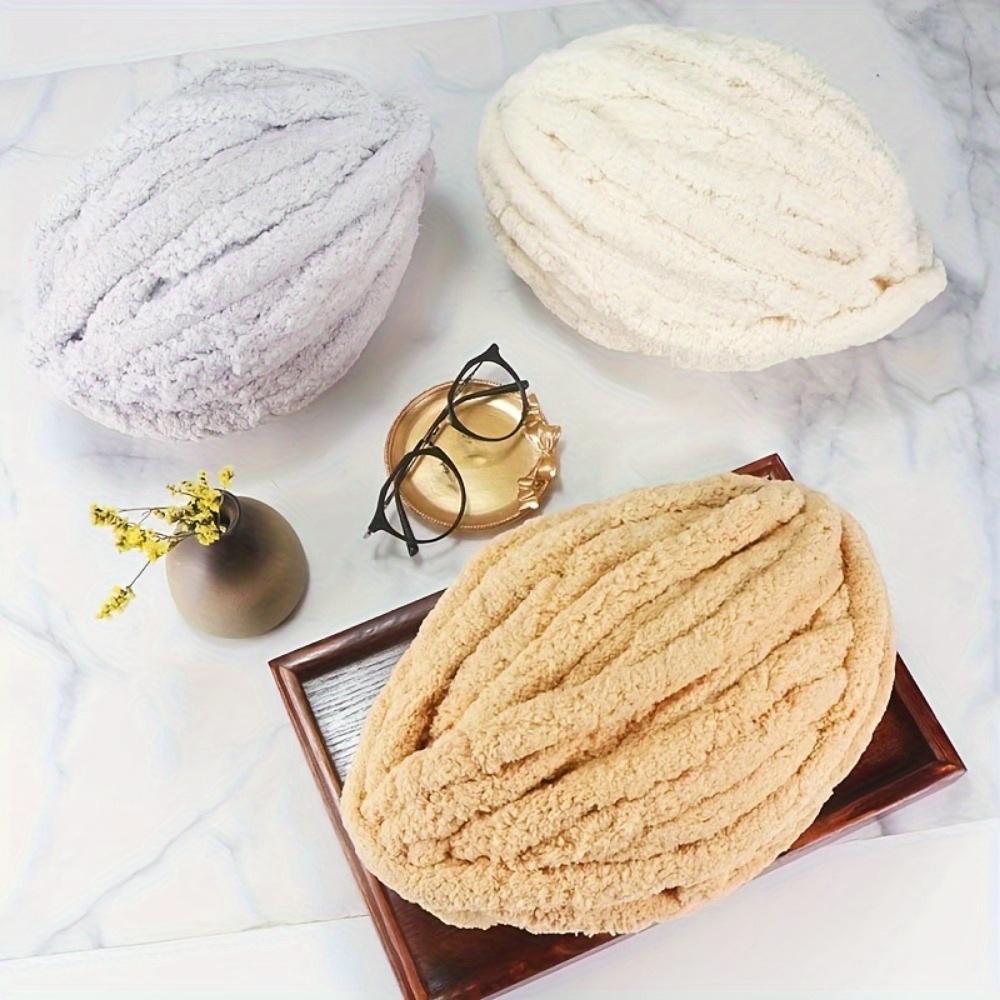 2pcs Chunky Chenille Yarn Wide Soft Arm Knitting Thick Yarn In Solid Colors for Scarves Hats Bags