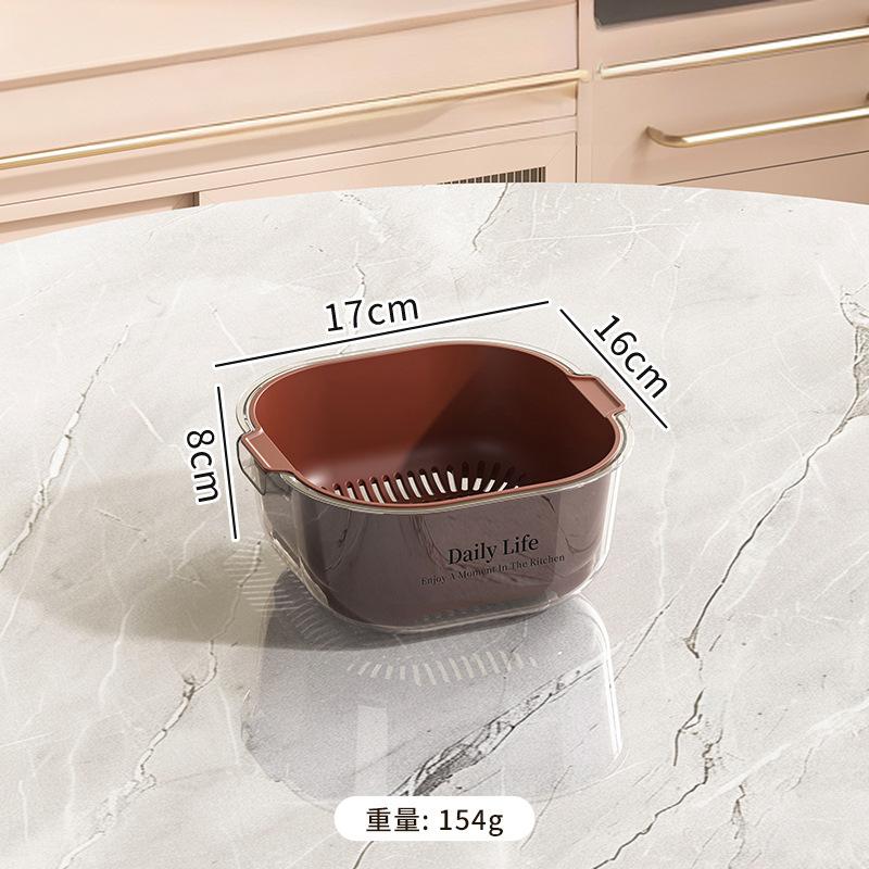 Kitchen Double-layer Drain Basket, Vegetable Washing Basin, Drain Basket, Large Capacity for Kitchen Use