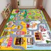 Cartoon Town Traffic Track Rug Washable Durable Kids Educational Game Carpet for Nursery Play Area Home Decor Living Room