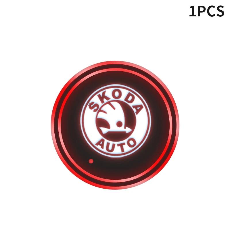 

2025 New Car Cup Holder LED Light Car Cup Pad Colorful Light Coaster For Skoda Octavia A5 Superb old Febia Roomster rapid Roomst