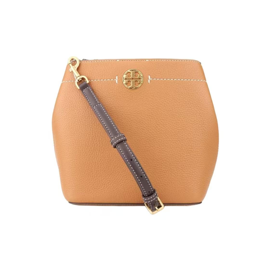 

Tory Burch Felix Metal Logo Adjustable Shoulder Strap Leather Crossbody Bag Women Bags Brown Tan 144028-202 Basic Set (Bag+Dust Bag)