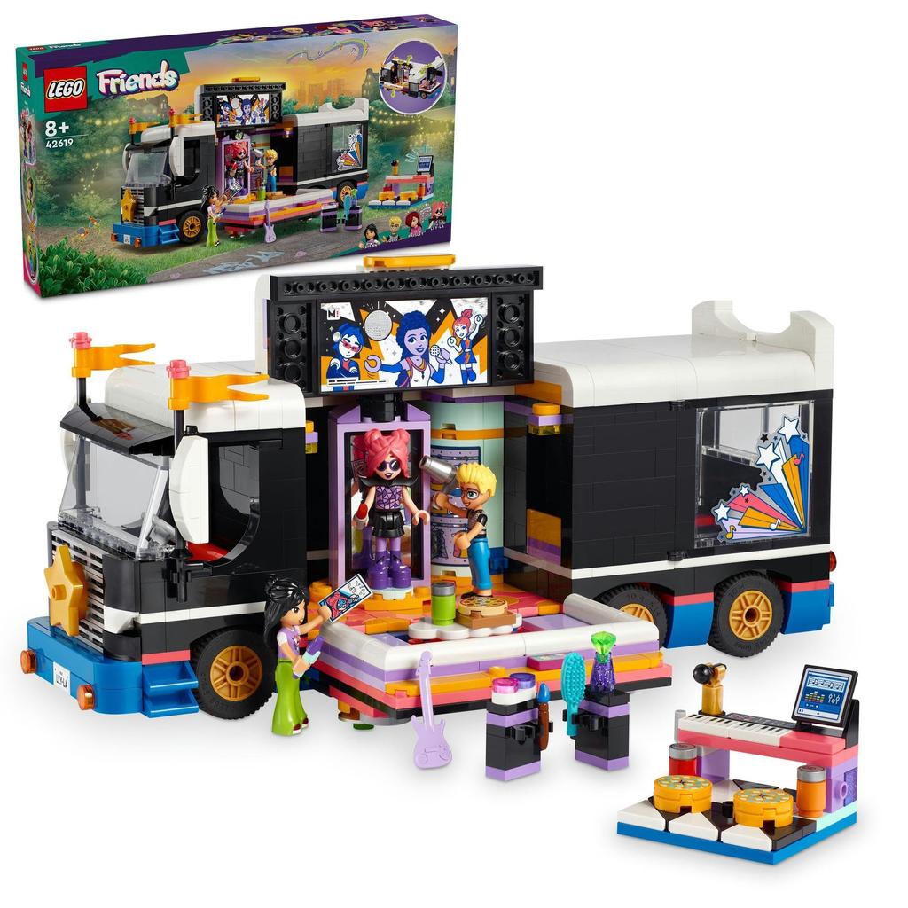 LEGO Friends Popstar-Tourbus-Spielzeug, Geschenkblöcke, Mädchen, Jungen, Kinder, 7 Jahre, 8 Jahre, 9 Jahre, 10 Jahre, Grundschule, Rollenspiel