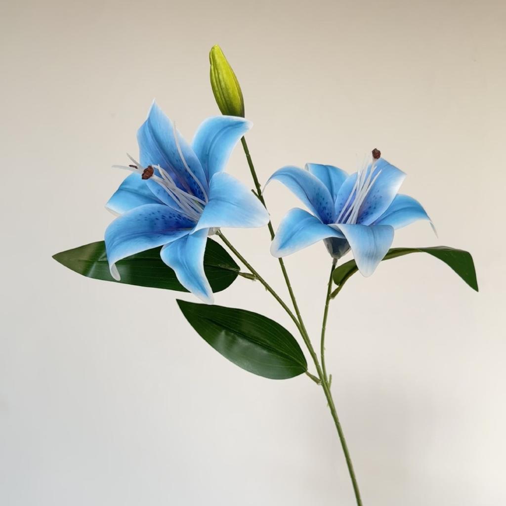 2 Heads Film Lily Artificial Flowers Fake Floral for Home Wedding Table Decor Ornament